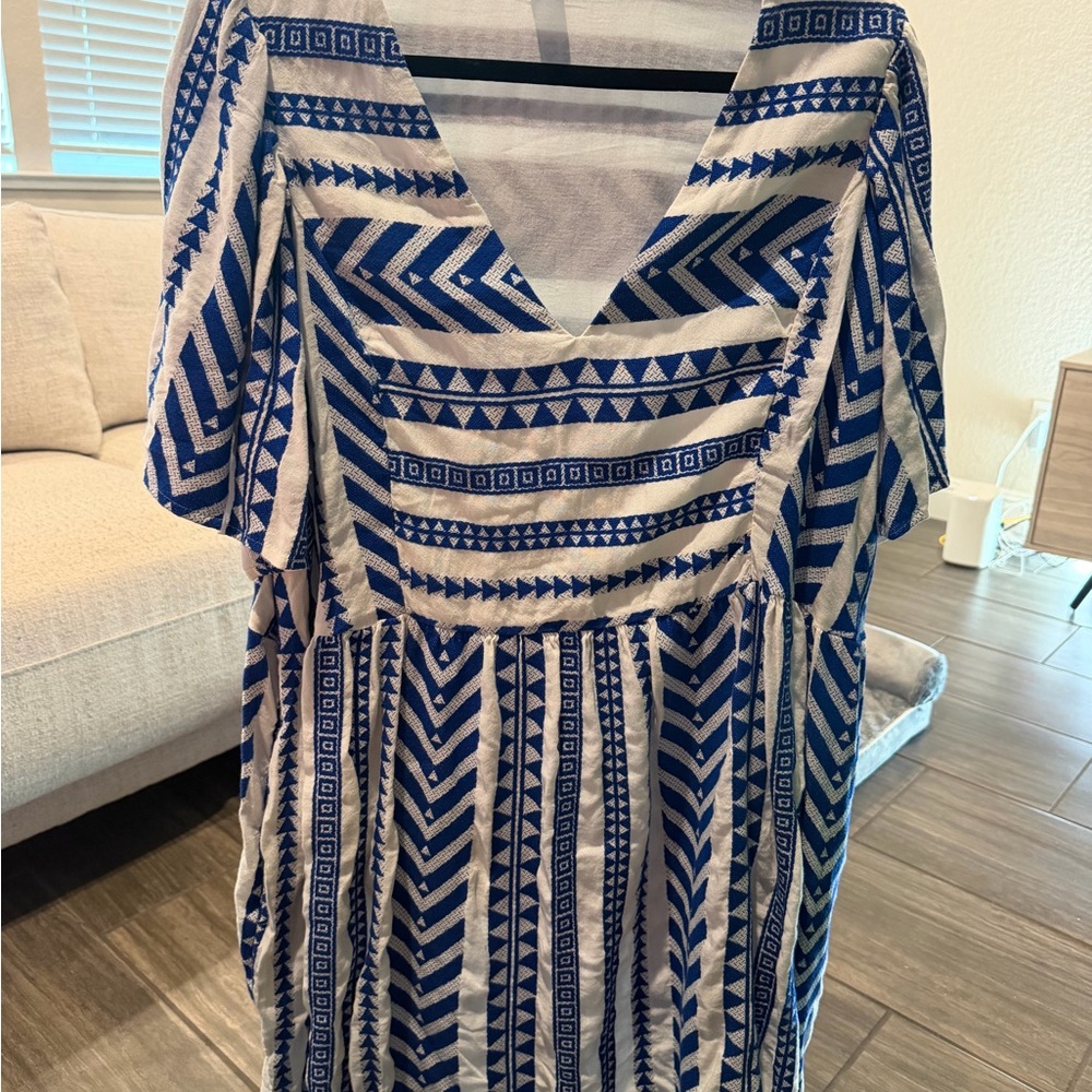 Old Navy Blue and White Trim Dress